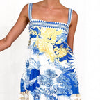 Damen Maxikleid mit floralem Muster und schmalen Spaghettiträgern R&B