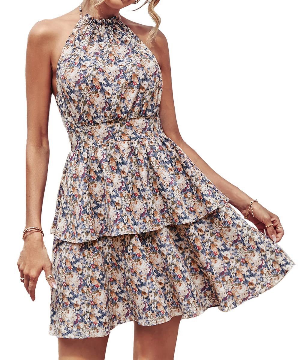Damen Sommerliches Kleid mit fließendem Rock und floralem Design R&B