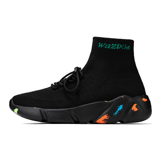 Damen Hochgeschnittene Sport Sneakers mit elastischem Strick-Obermaterial R&B