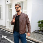 Herren Kunstlederjacke mit modernem Kragen