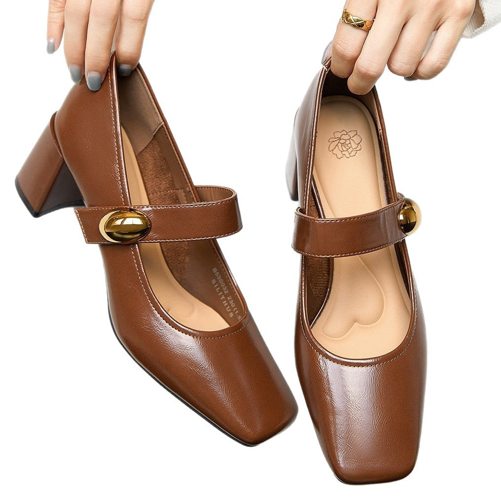 Damen Elegante Ankle-Pumps mit modischem Riemen und komfortablem Blockabsatz R&B