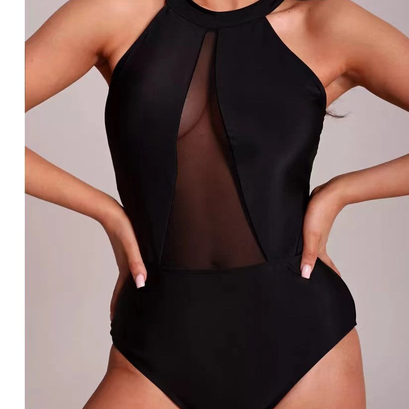 Damen Einteiliger Badeanzug mit transparenten Einsätzen R&B