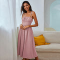 Damen Midi-Kleid mit elastischem Taillenbund und verstellbaren Spaghettiträgern R&B