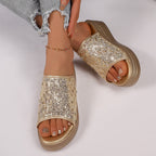 Damen Glitzernde Plattform-Sandalen