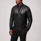 Herren klassische jacke im Biker-Stil mit elastischem Bund