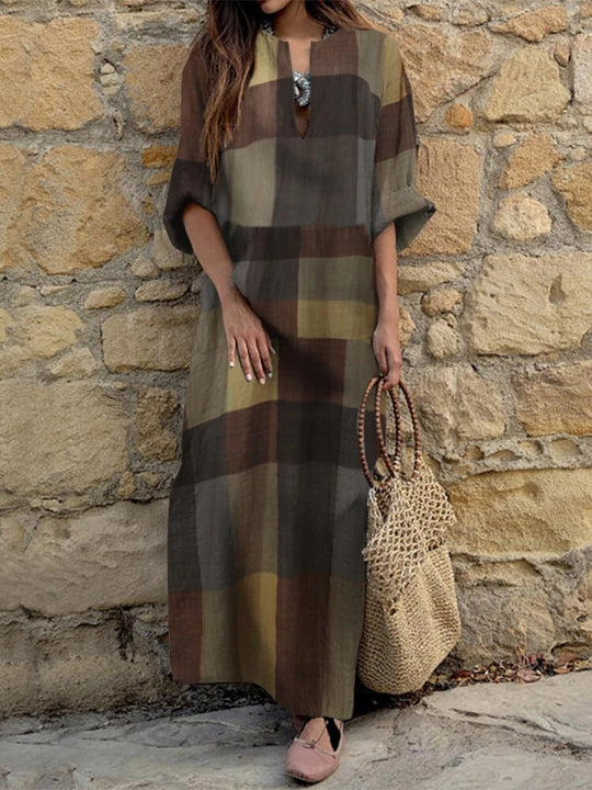 Damen Maxikleid mit Blockstreifen und eleganter Schnittführung R&B
