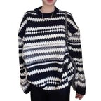 Damen gemusterter Strickpullover mit strukturiertem GewR&Be und lässigem Schnitt R&B