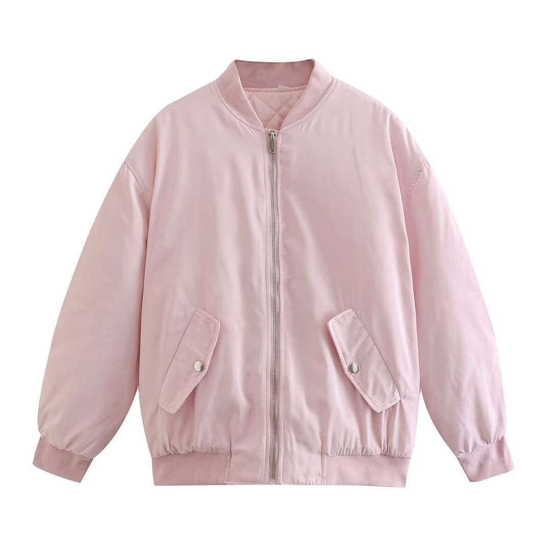 Damen lässige Bomberjacke mit praktischen Taschen und Reißverschluss R&B