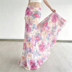 Damen Fließender Maxirock mit floralem Design und schwingendem Saum R&B