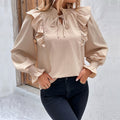 Damen Elegante Bluse mit Rüschendetails und bindbarem Hals