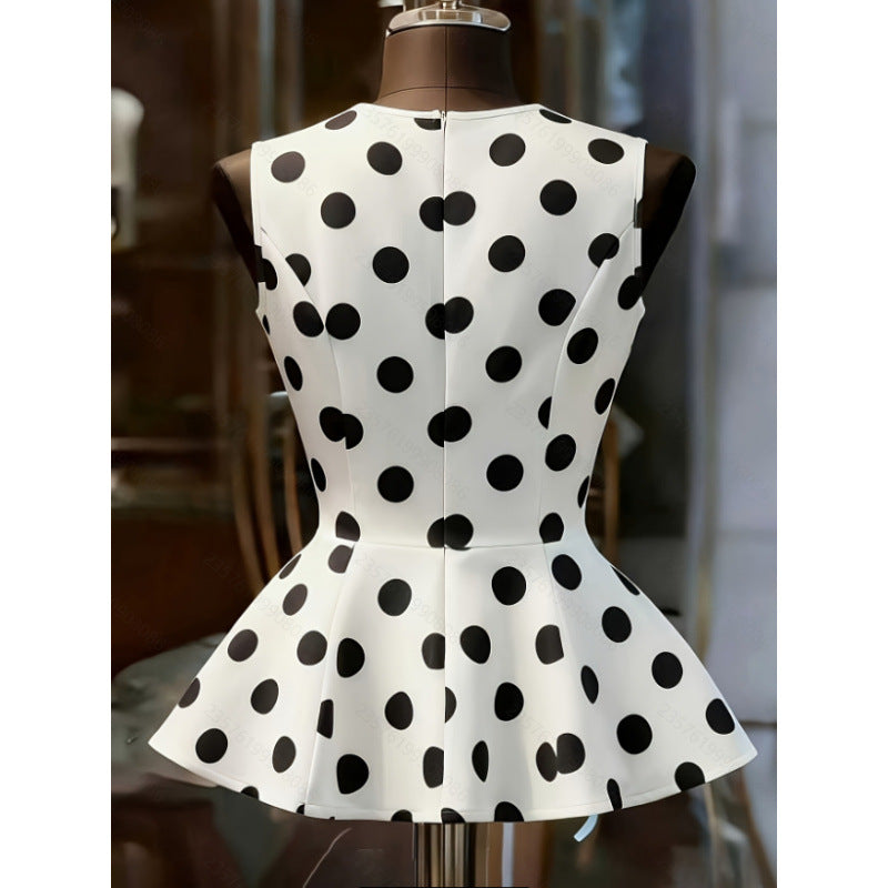 Damen Peplum-Oberteil mit modernen Punkten R&B