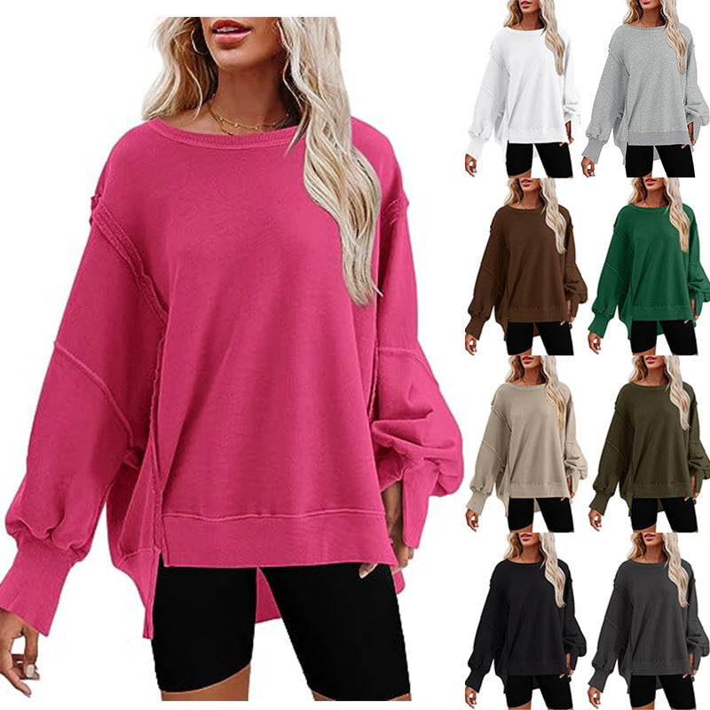 Damen Komfortabler Oversized Pullover mit lässigen Puffärmeln