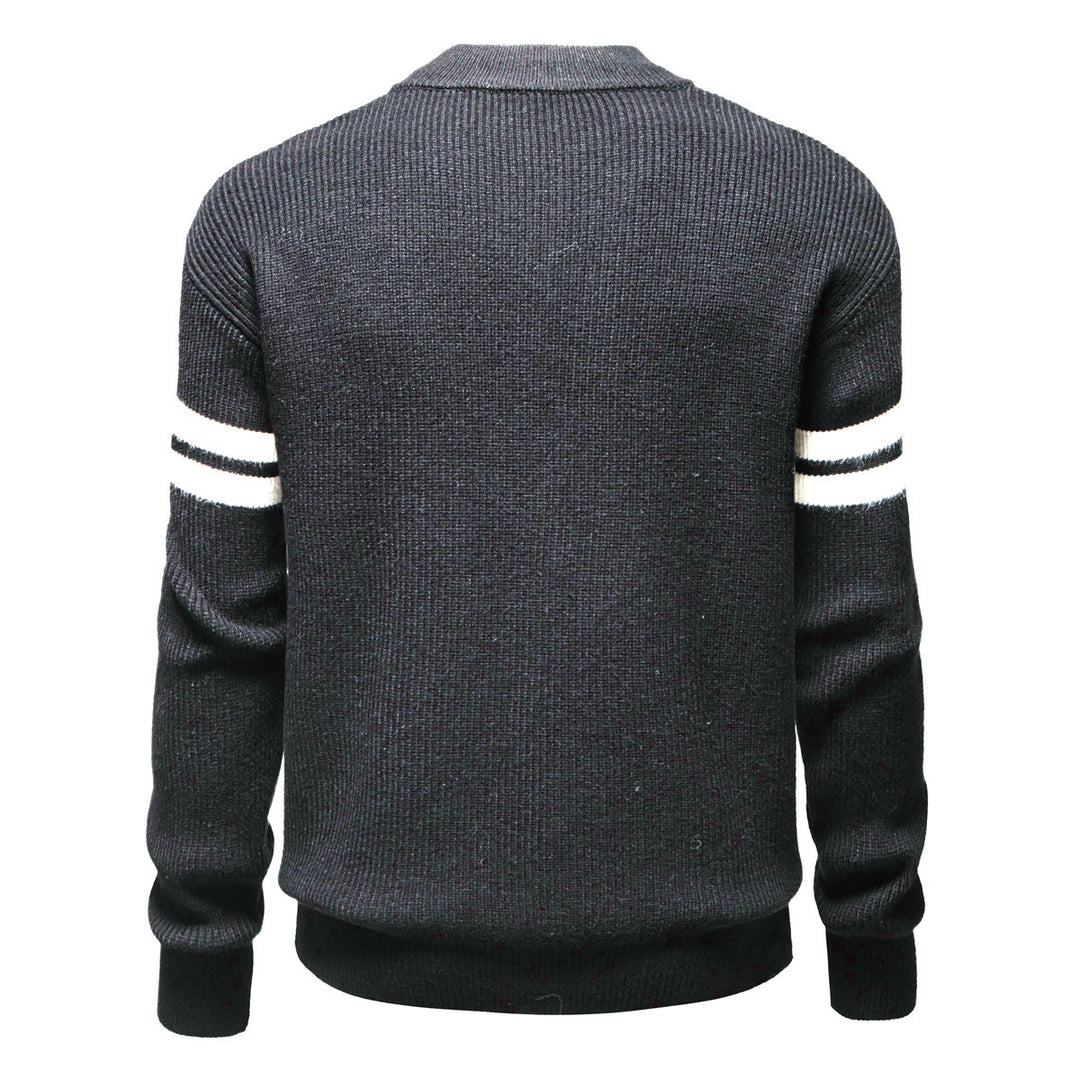 Herren Strickjacke mit modernem Zipper und dekorativem Streifenmuster R&B