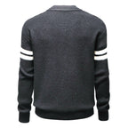 Herren Strickjacke mit modernem Zipper und dekorativem Streifenmuster