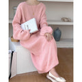 Damen Langes, gemütliches Strickkleid mit weitem Schnitt und Rundhalsausschnitt
