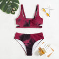 Damen Sportlicher Bikini mit hohem Kragen und Reißverschluss R&B