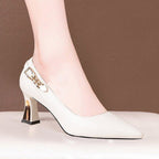 Damen elegante Pumps mit modischem Absatz und schicker Schnallenverzierung R&B
