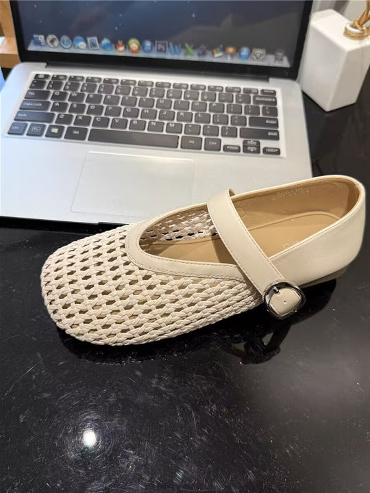 Damen Glamouröse Ballerinas mit dekorativen Riemen und geschmeidigem Obermaterial R&B