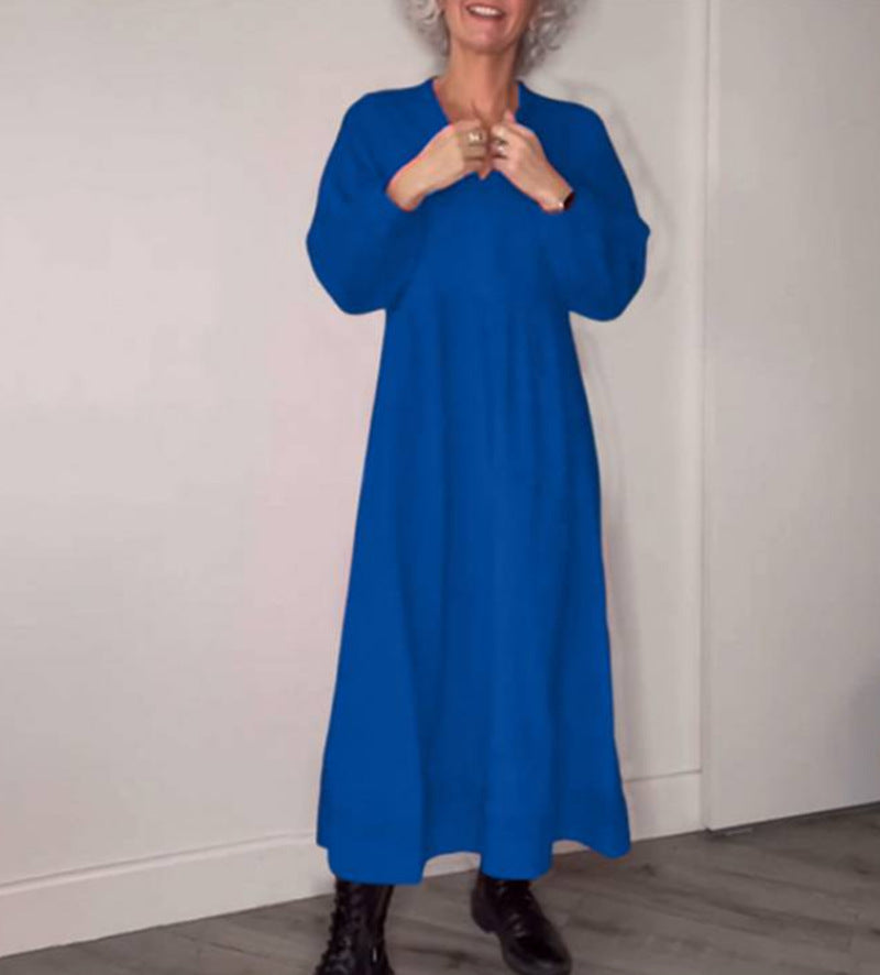 Damen nan knöchellanges Jersey-Kleid mit Empirenaht und Ballonärmeln R&B