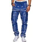 Herren nan Cargo-Jogginghose mit Paisley-Muster, elastischem Bund, multiple Reißverschluss- und Klappentaschen R&B