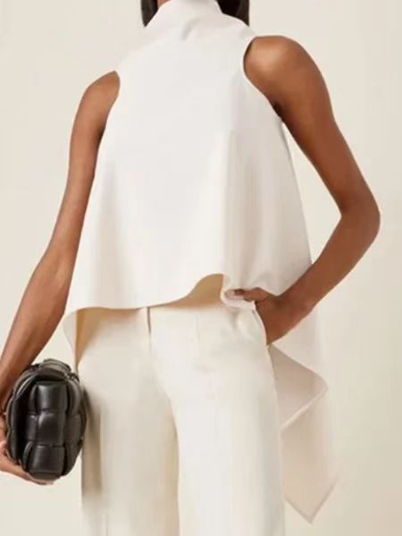 Damen modisches asymmetrisches Oberteil mit hohem Kragen R&B