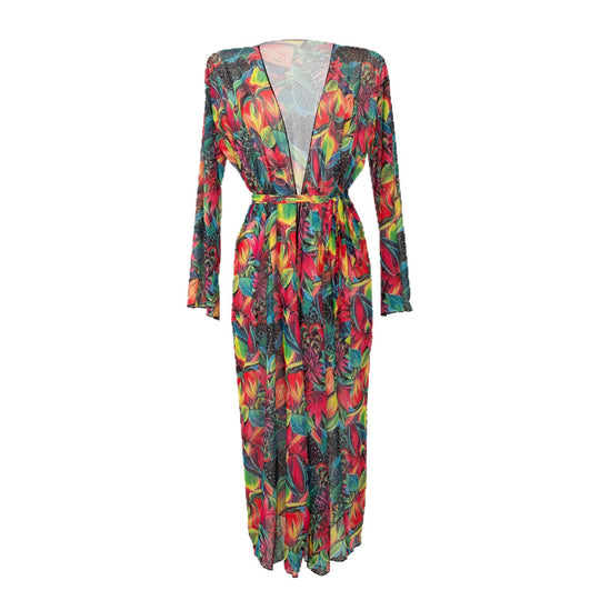 Damen eleganter Strandkimono mit floralem Muster R&B