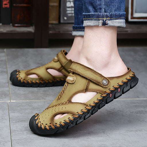 Damen Sportliche Ledersandalen mit elastischem Riemen und stoßdämpfender Sohle R&B
