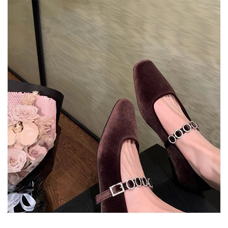 Damen elegante Ballerinas mit modischer Schnallenverzierung R&B