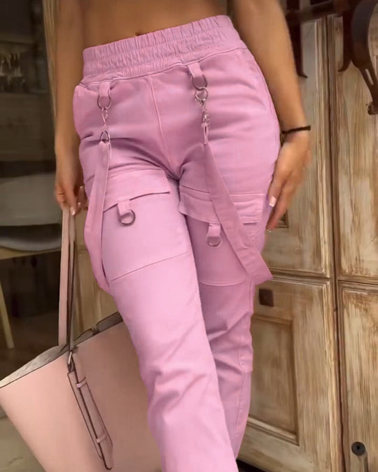 Damen Cargo-Hose mit praktischen Seitentaschen und verstellbarem Bund R&B
