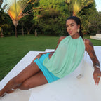 Damen Kurzes, lässiges Kleid mit Drapierung R&B