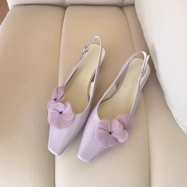 Damen Slingback Pumps mit floralen Akzenten