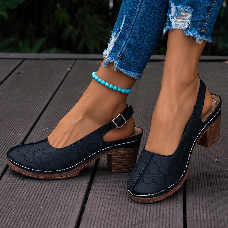 Damen Slingback-Pumps mit elegantem Cut-Out-Design und komfortablem Blockabsatz R&B