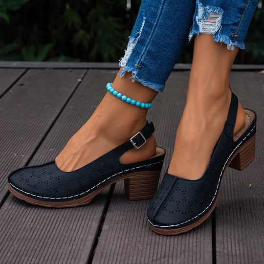 Damen Slingback-Pumps mit elegantem Cut-Out-Design und komfortablem Blockabsatz R&B