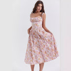 Damen Sommerliches Maxikleid mit floralen Einsätzen und tailliertem Oberteil R&B