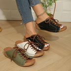 Damen bequeme Freizeit-Sandalen mit Schnürung und atmungsaktiver Textiloberfläche R&B