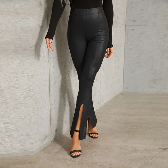 Damen Hochgezogene Leggings mit seitlichen Schlitzen R&B