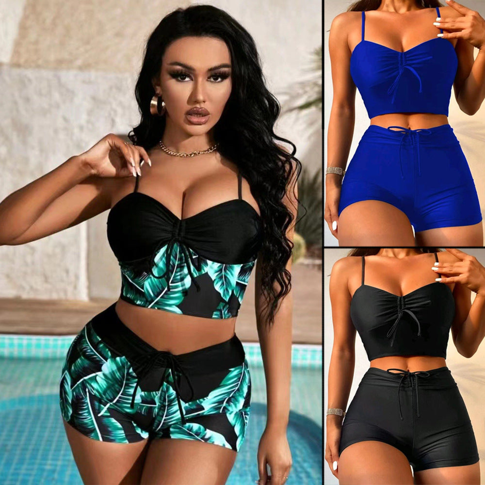 Damen Sportliches Bikini-Set mit Crop-Top und Shorts R&B
