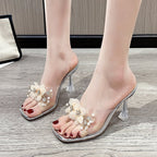 Damen transparente Sling-Sandalen mit floralen Akzenten R&B