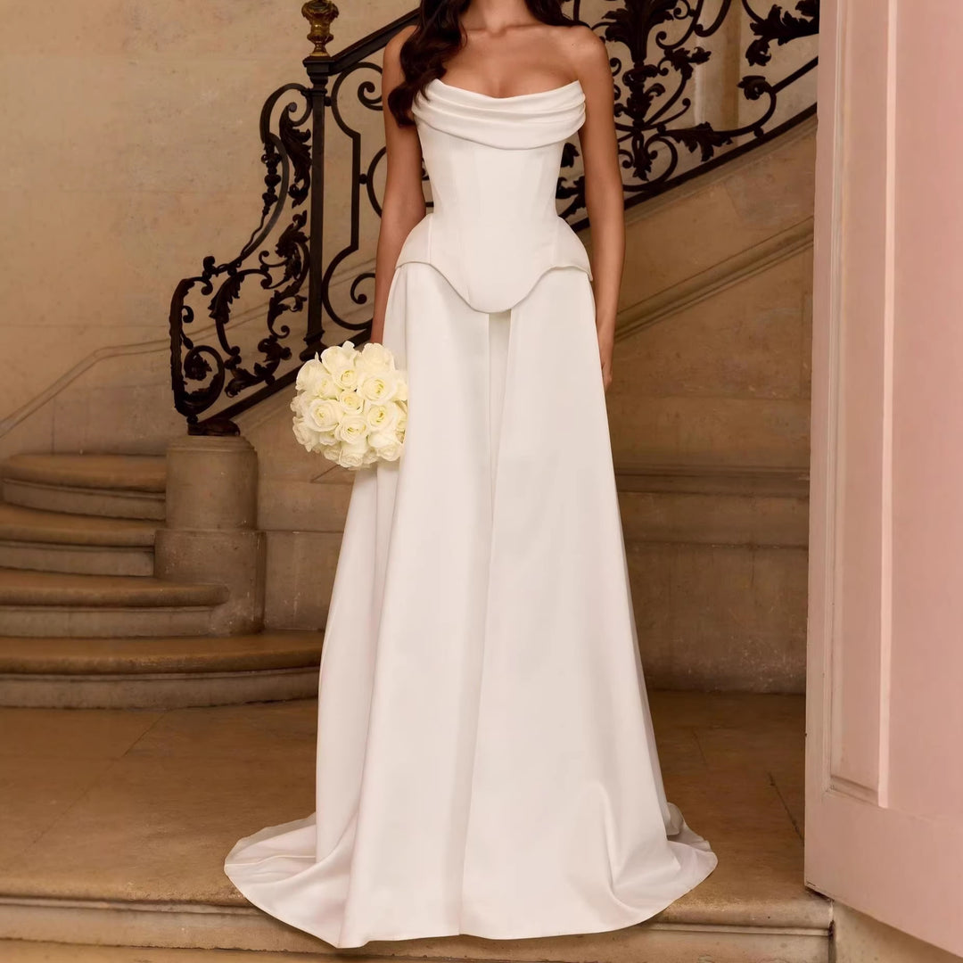 Damen Hochwertiges Brautkleid mit eleganter Drapierung und herzförmigem Ausschnitt R&B
