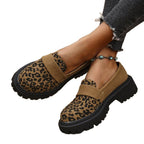 Damen Komfortable Mokassins mit modischem Leopardenmuster und dicker Profilsohle R&B
