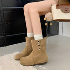 Damen Stylische Stiefeletten mit modischen Knopfdetails R&B