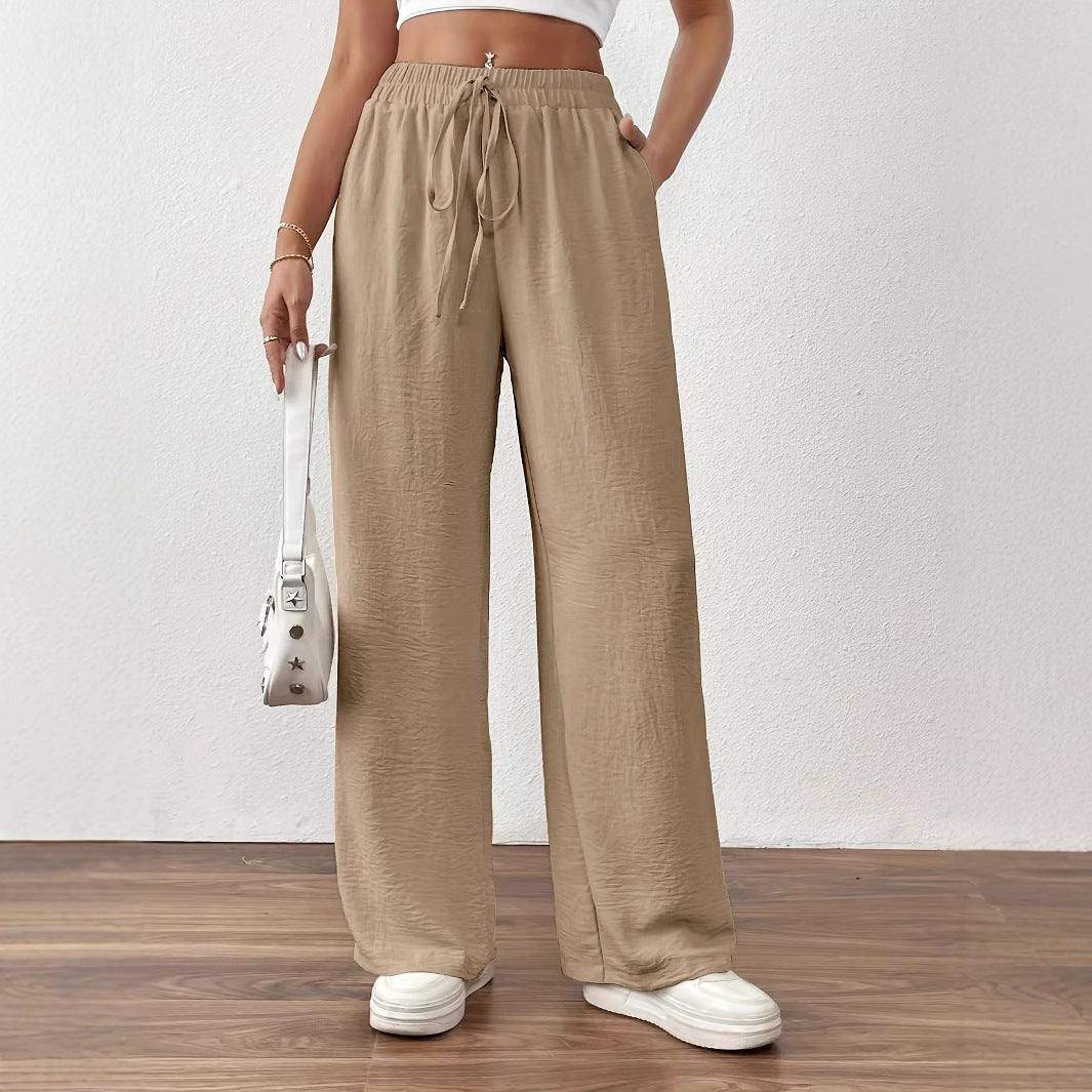 Damen Weit geschnittene Sommerhose mit elastischem Bund und Kordelzug R&B