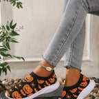Damen Mode Sneakers mit Halloween-Motiv und rutschfester Sohle R&B