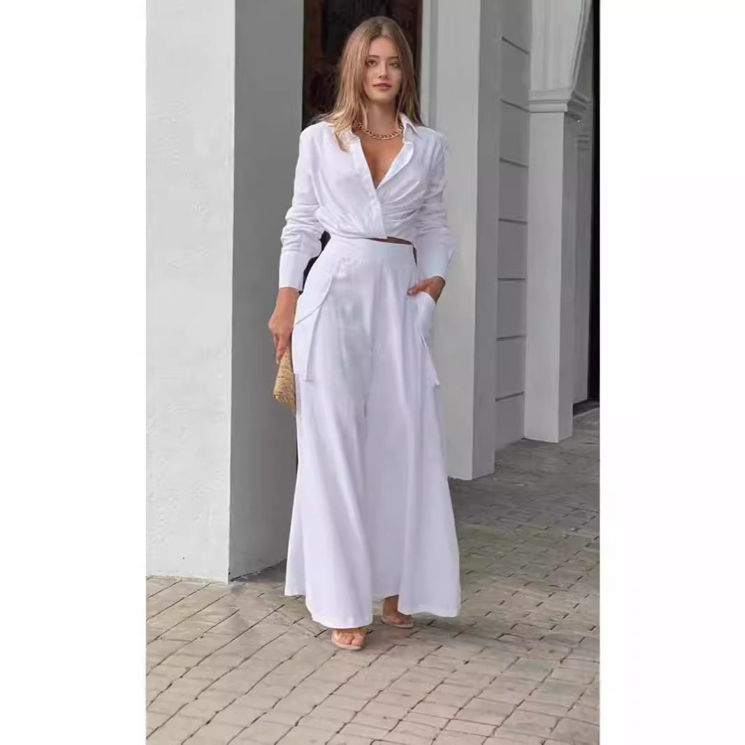 Damen Elegantes Oberteil mit weitem Schnitt und passenden Palazzo-Hosen R&B