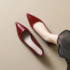 Damen elegante Ballerinas mit spitzem Zehenbereich und komfortablem Blockabsatz