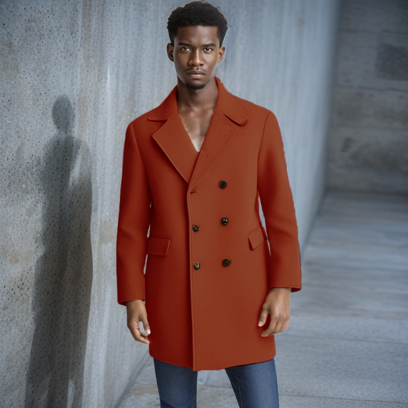 Herren eleganter Doppelreiher-Mantel mit modernem Schnitt und praktischen Taschen R&B