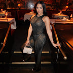 Damen Eleganter Mesh Jumpsuit mit Racerback und figurbetonter Silhouette R&B