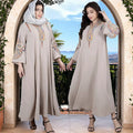 Damen Elegantes Langkleid mit traditionellem Muster und bestickten Ärmeln R&B