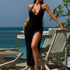 Damen Strandkleid mit raffiniertem V-Ausschnitt und seitlichem Schlitz R&B