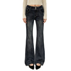 Damen Schlagjeans mit hohem Bund und flexibel einstellbarem Taillenbund R&B